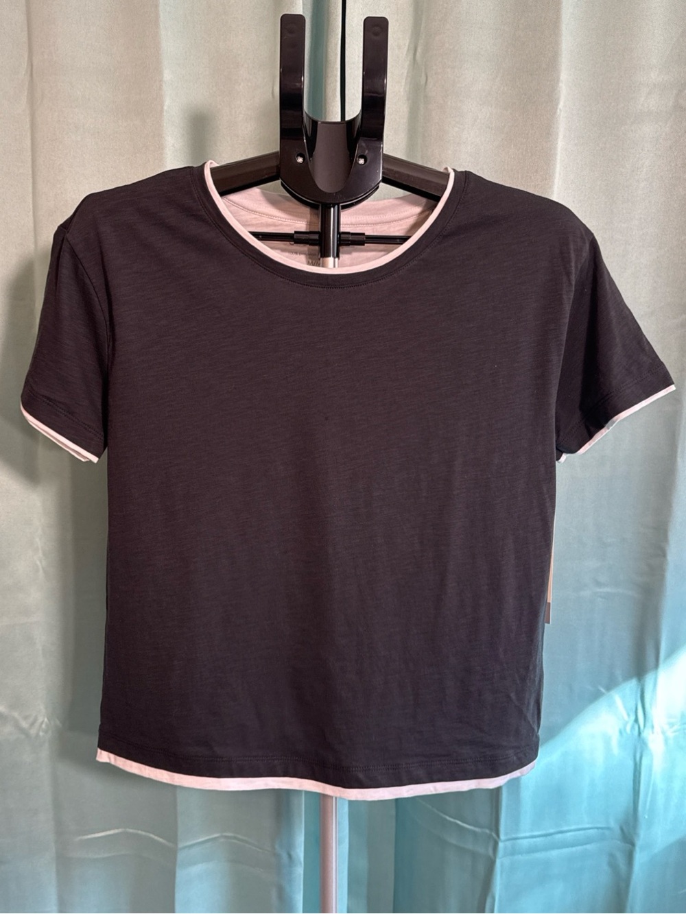 NWT C&C California Double Layer Pima Cotton Short Sleeve Tee Black/White Medium
